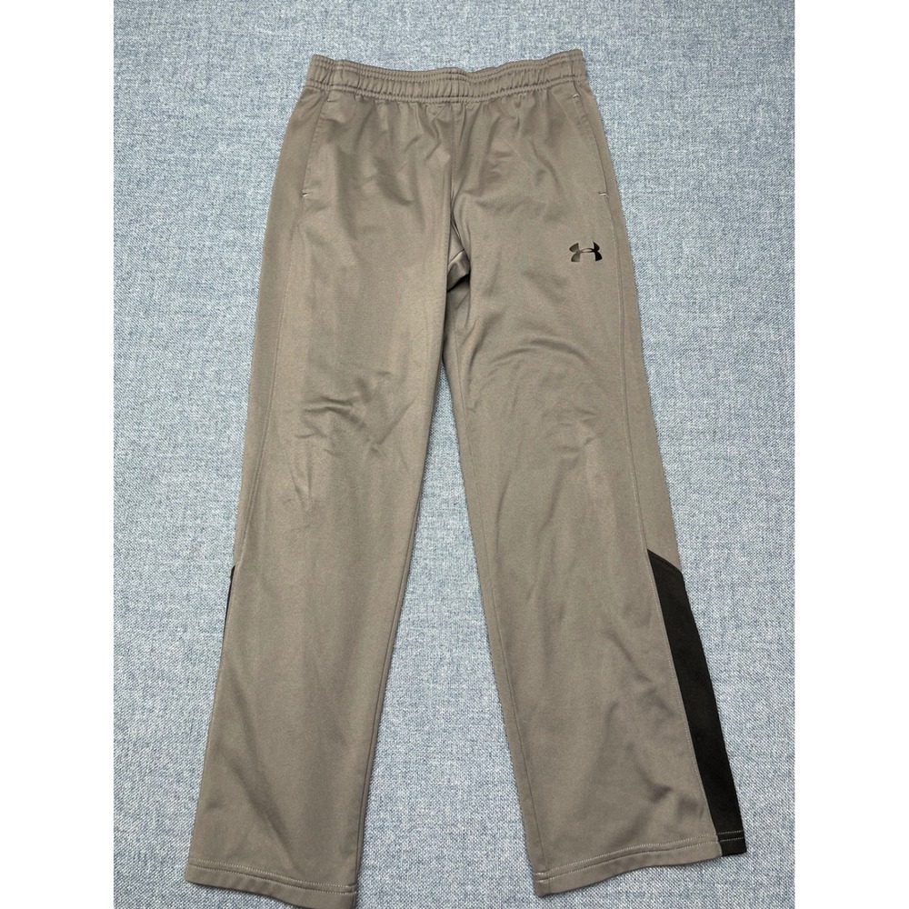 Under Armour Boys Gray Black Loose Fit Athletic Training Pants YLG Large